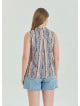 Shirt Collar Asymmetric Cut Beige Ethnic Blouse 4562